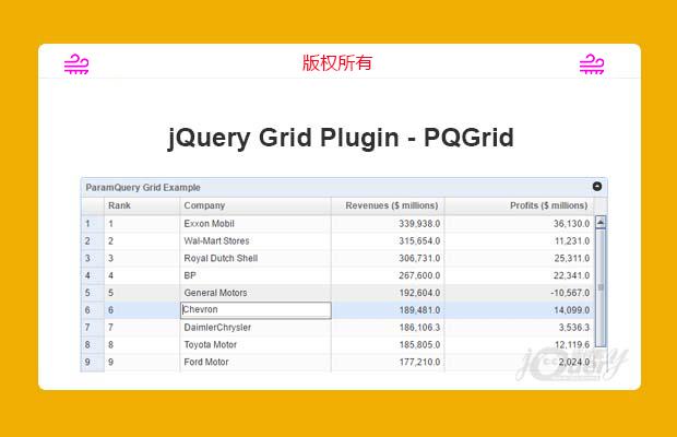 jQuery多功能表格插件Param Query Grid