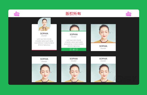 9种纯CSS3人物信息卡片UI设计效果