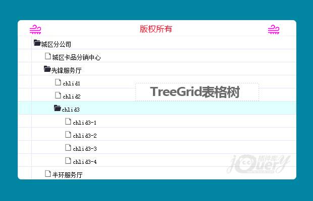 jQuery表格树插件TreeGrid