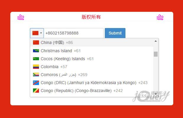 jQuery国际电话区号选择插件intlTelInput.js
