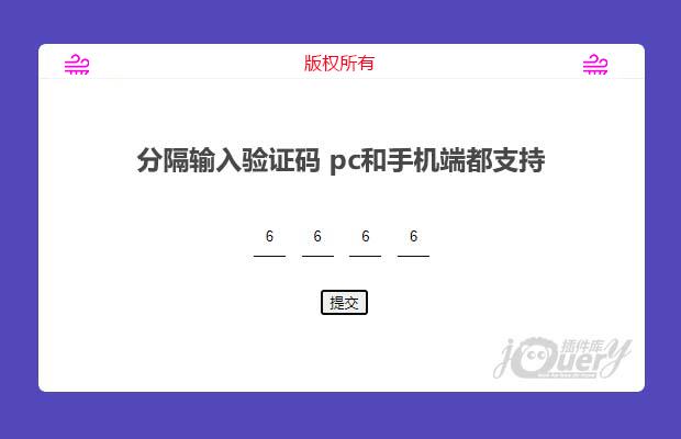 分隔输入验证码 pc和手机端都支持