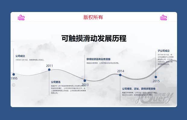 jQuery swiper可触摸滑动发展历程时间轴